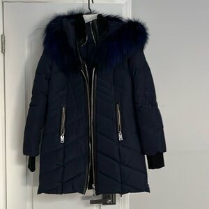 NB Nicole Benisti women’s navy down coat with blue fur